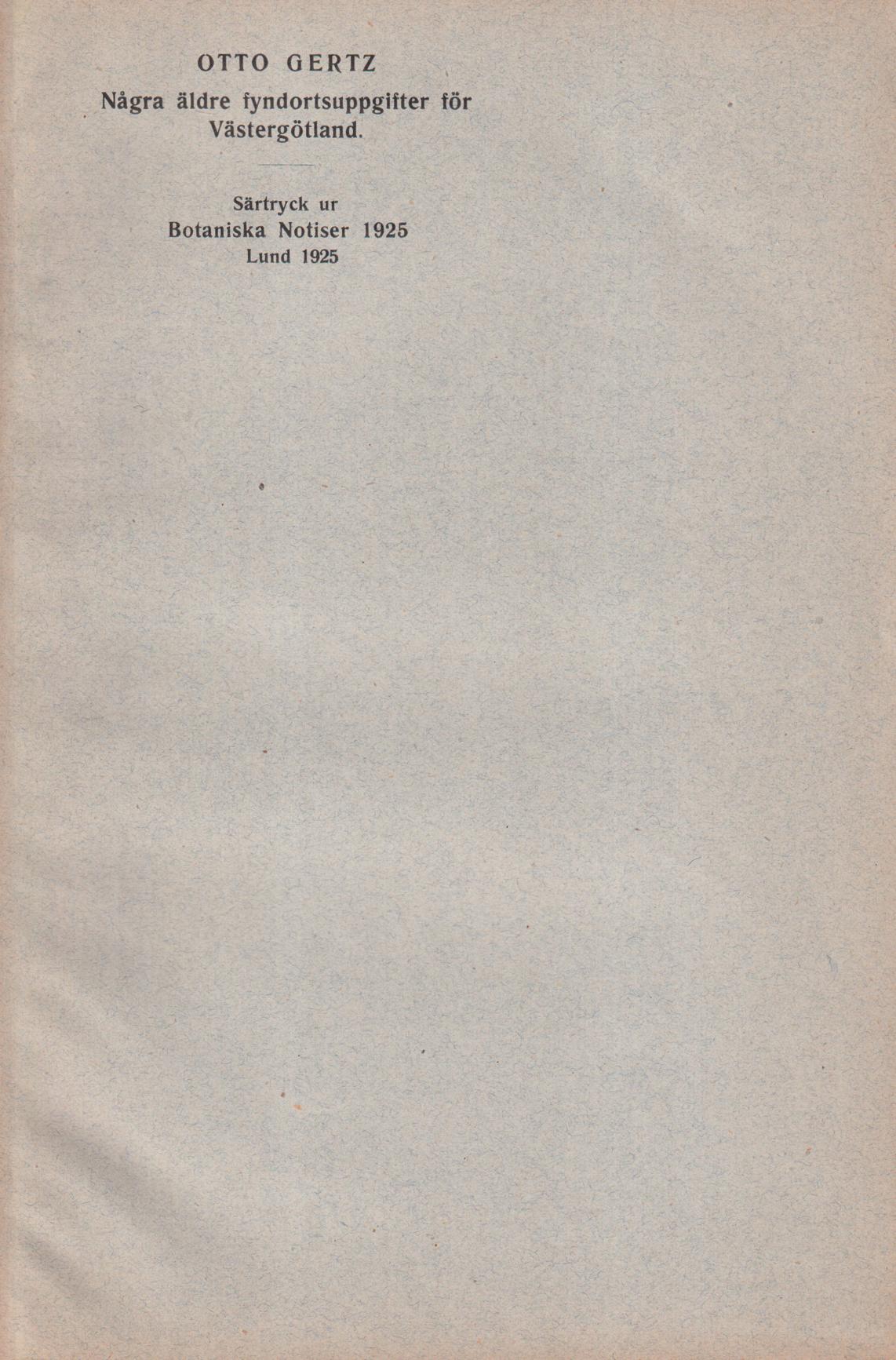 Några äldre fyndortsuppgifter för Västergötland [= rubrik].