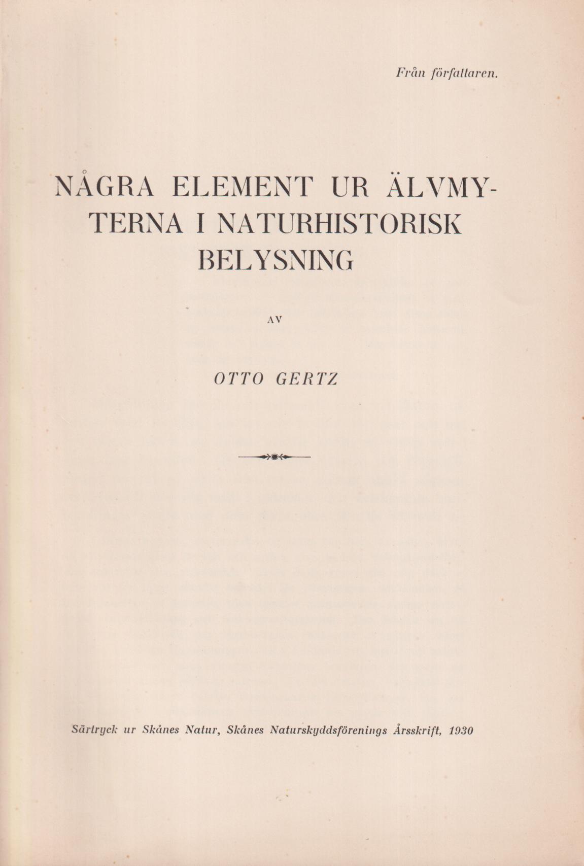 Några element ur Älvmyterna i naturhistorisk belysning [= omslagstitel].