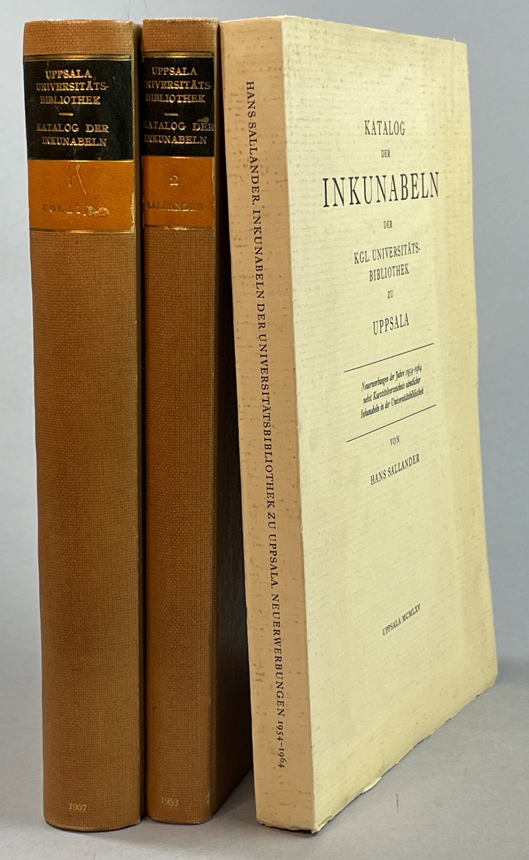Katalog der Inkunabeln der Kgl. Universitäts-Bibliothek zu Uppsala. [... Neuerwerbungen seit dem Jahre 1907; ... Neuerwerbungen der Jahre 1954-1964 nebst Kurztitelverzeichnis sämtlicher Inkunabeln in der Universitätsbibliothek].