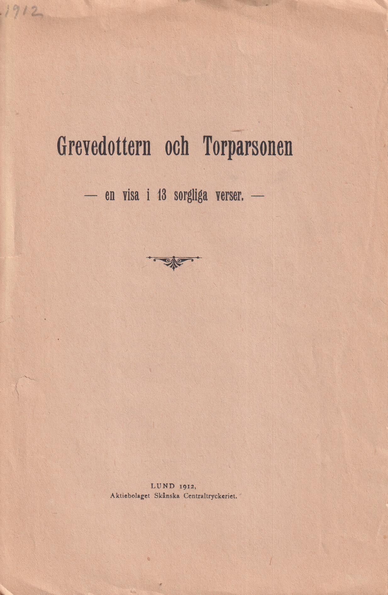 Grevedottern och Torparsonen. En visa i 13 sorgliga verser.