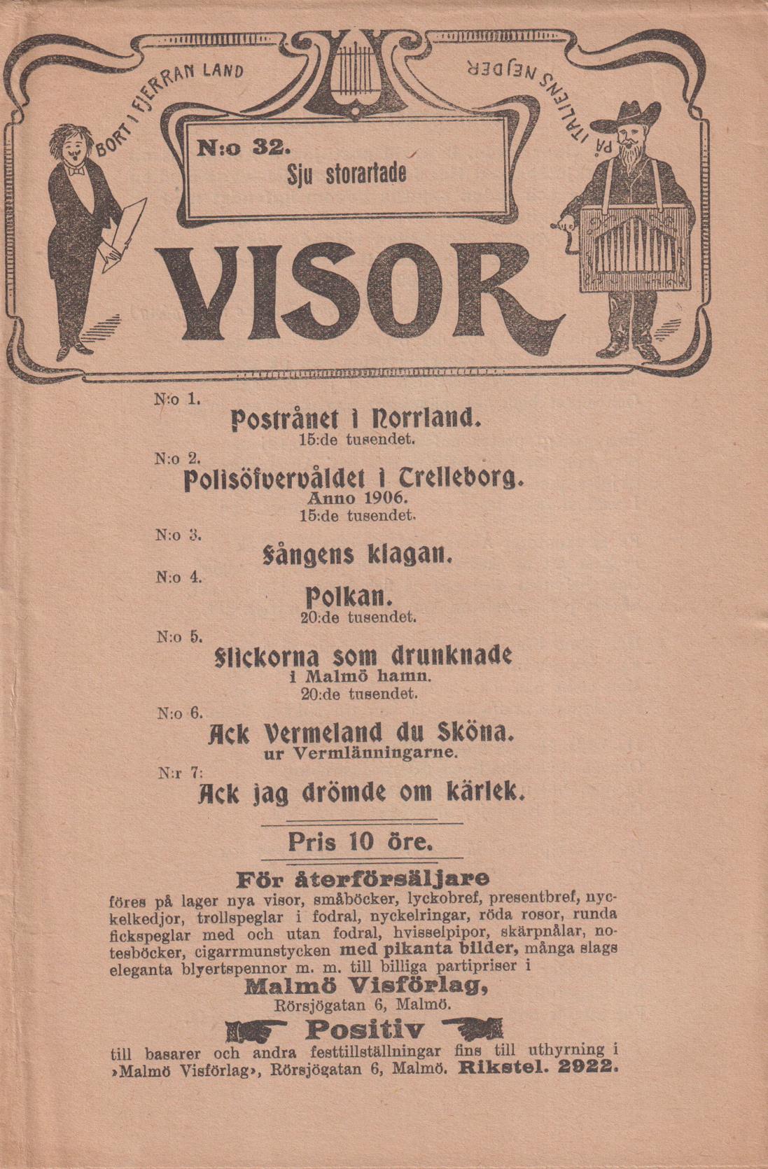 Sju storartade visor. [Utg. av] Malmö Visförlag.