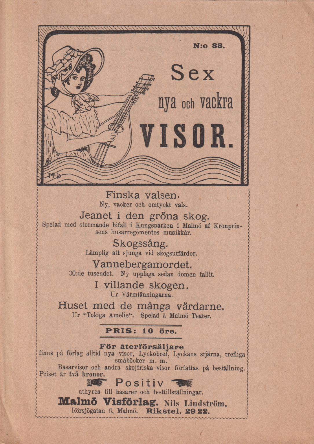 Sex nya och vackra visor. [Utg. av] Malmö Visförlag.