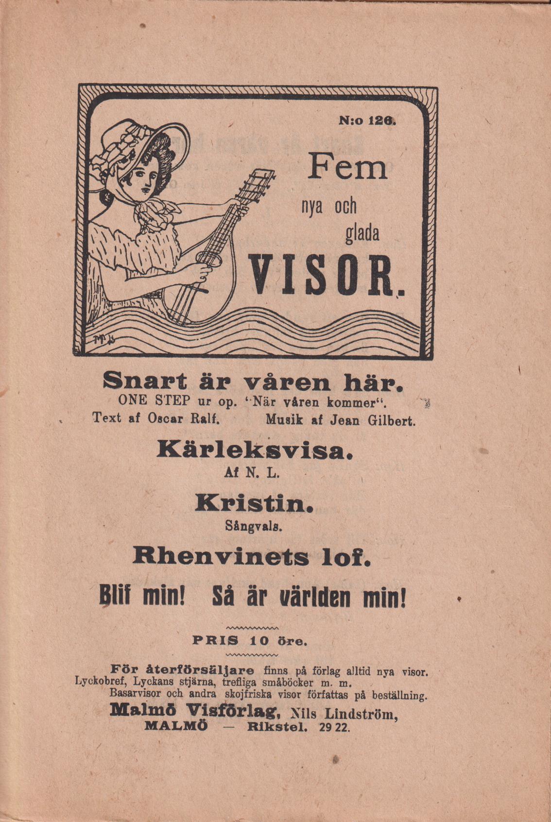Fem nya och glada visor. [Utg. av] Malmö Visförlag.