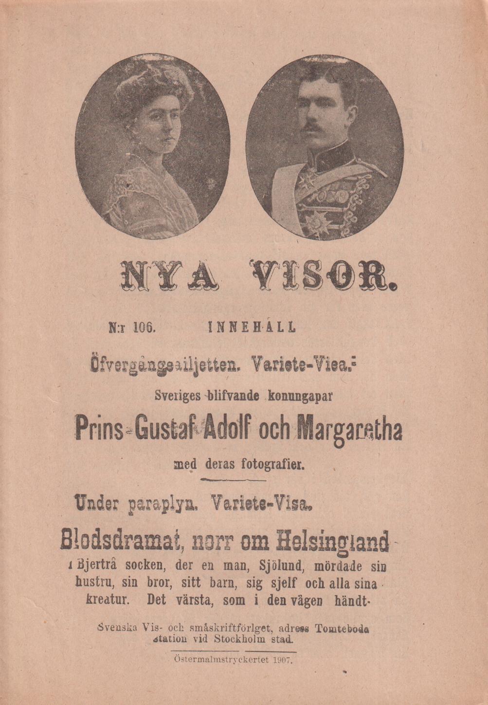 Nya Visor. N:r 106. [Utg. av] Svenska Vis- och Småskriftförlaget.