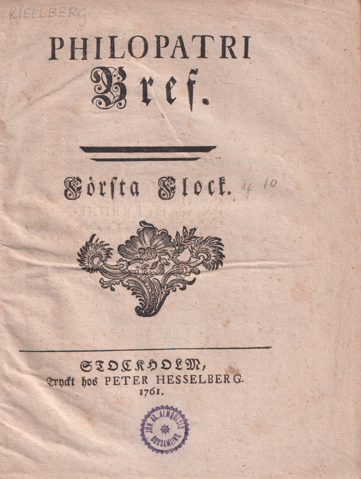 Philopatri bref. Första flock.