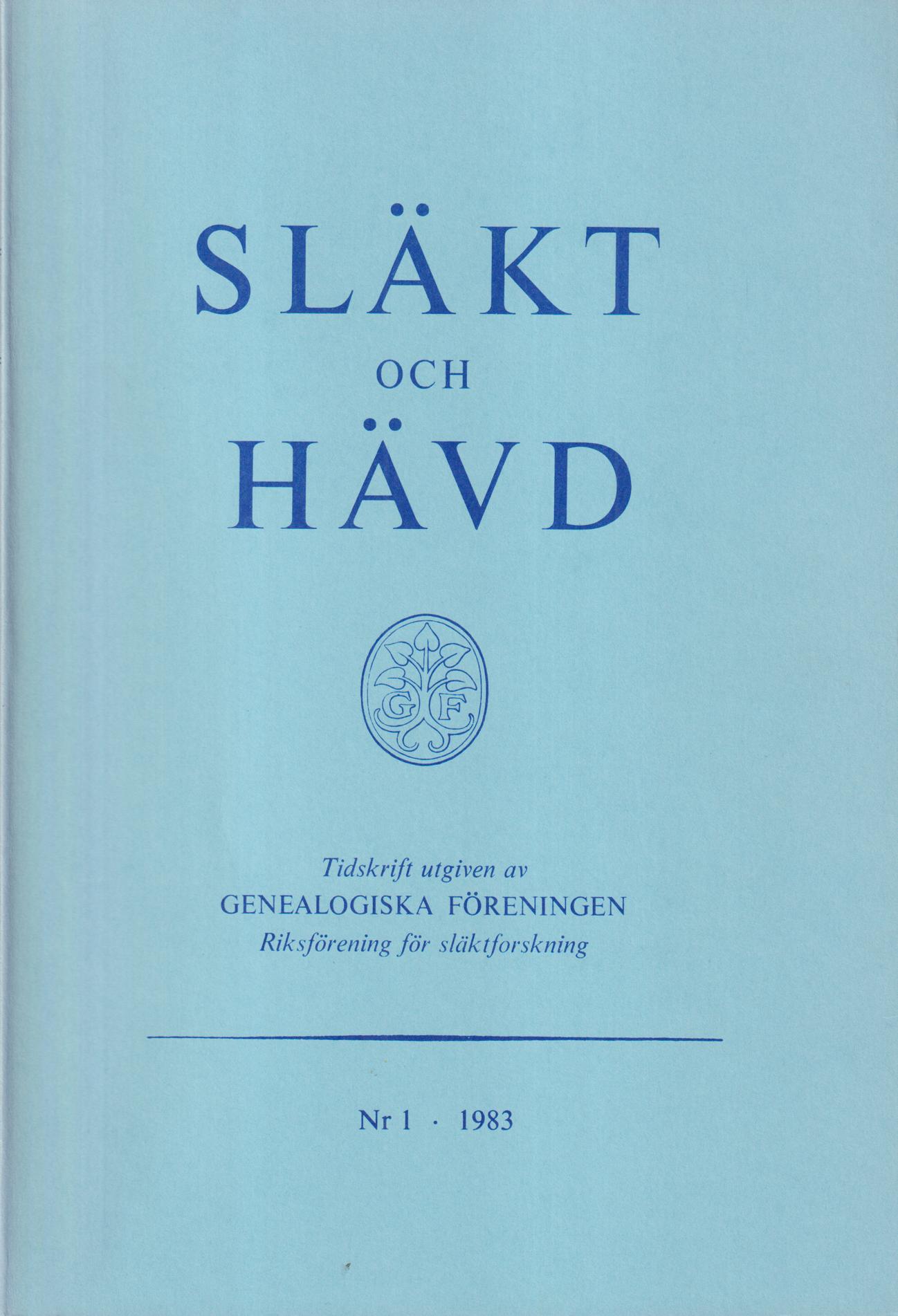 Släkt och Hävd 1983:1-4.