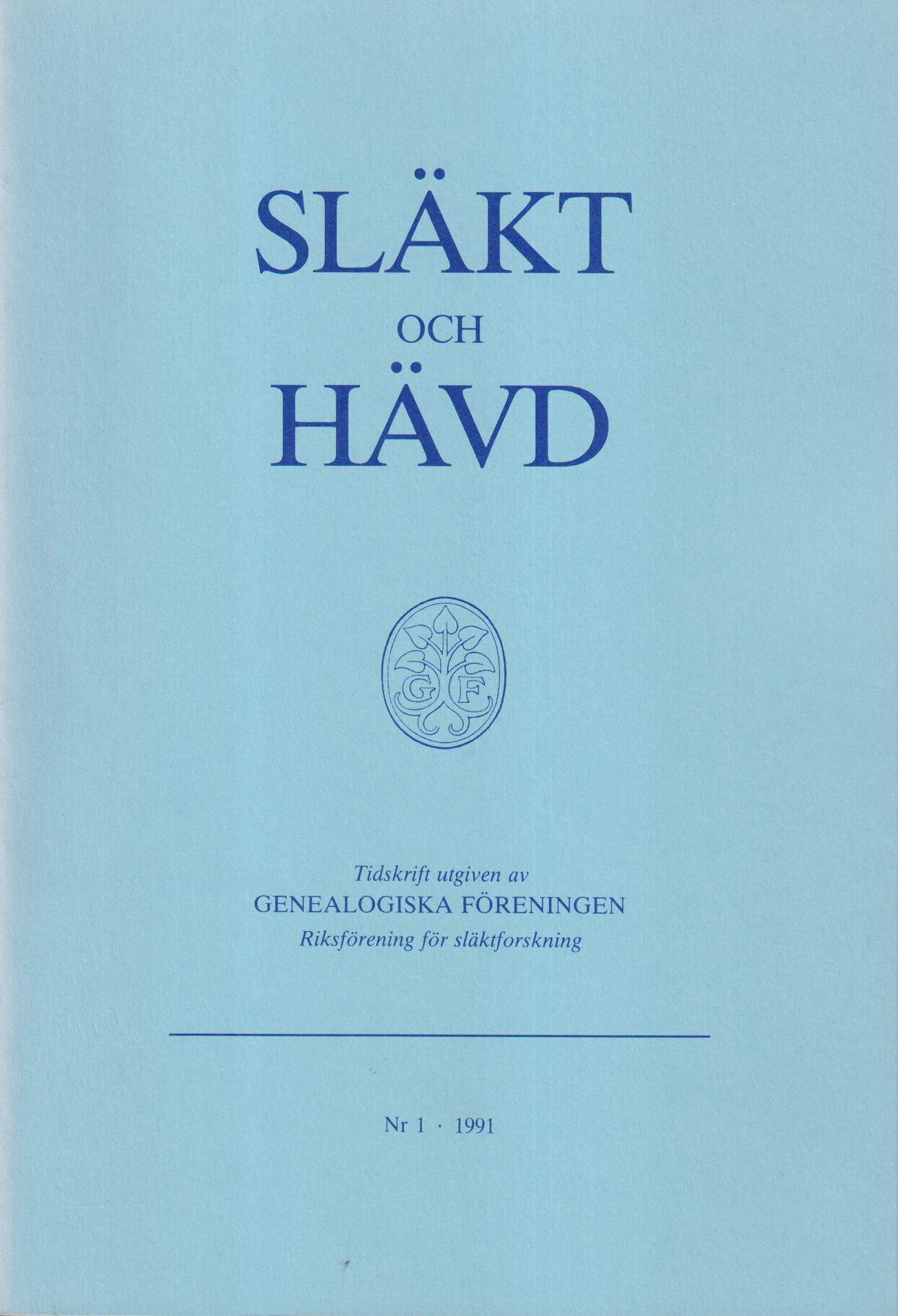 Släkt och Hävd 1991:1-4.