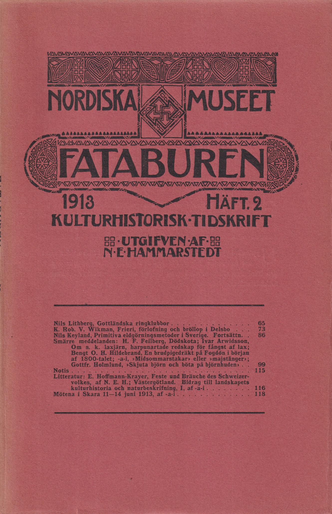 Fataburen. Kulturhistorisk tidskrift. 1913, häfte 2.