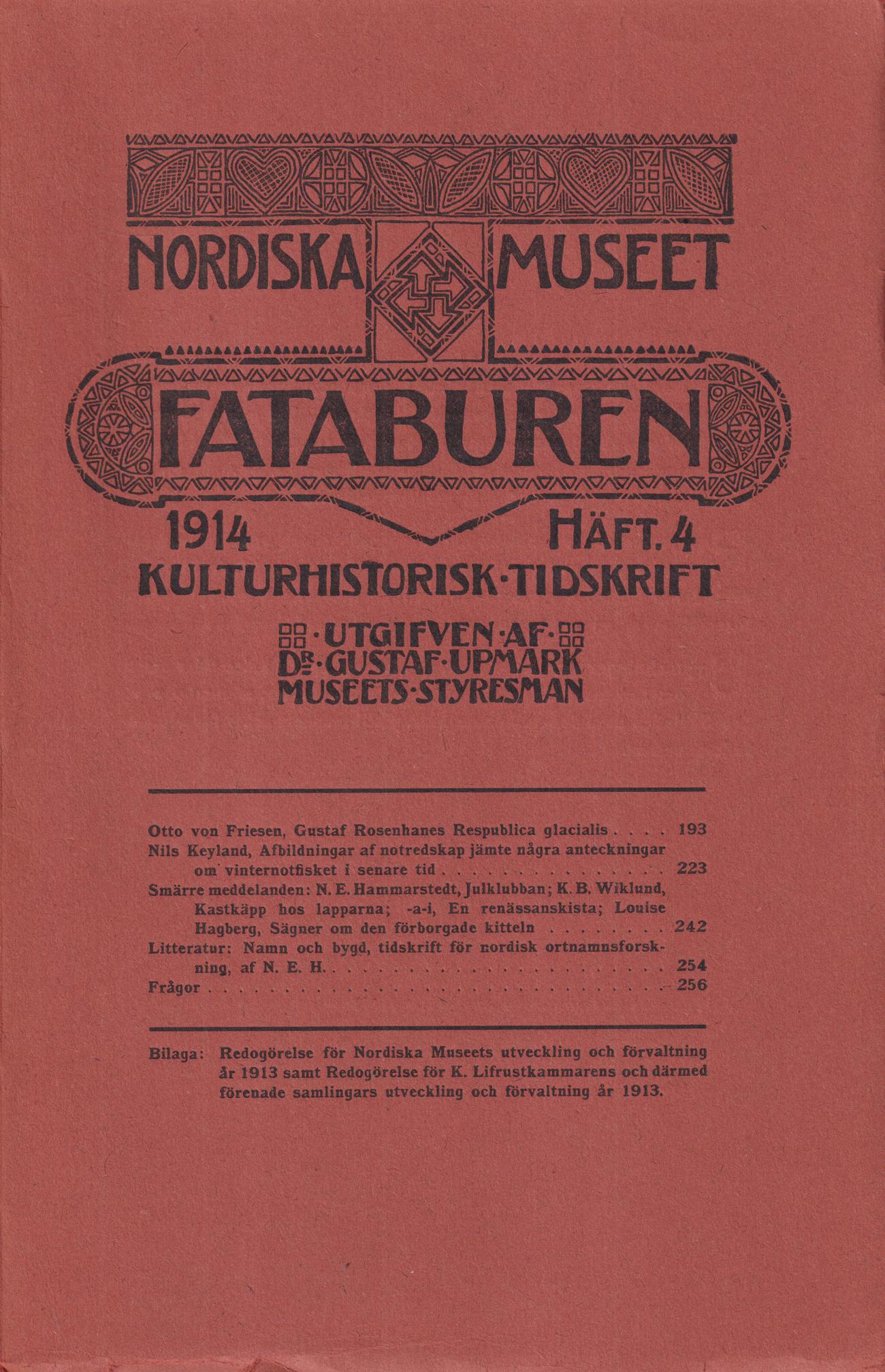 Fataburen. Kulturhistorisk tidskrift. 1914, häfte 4.
