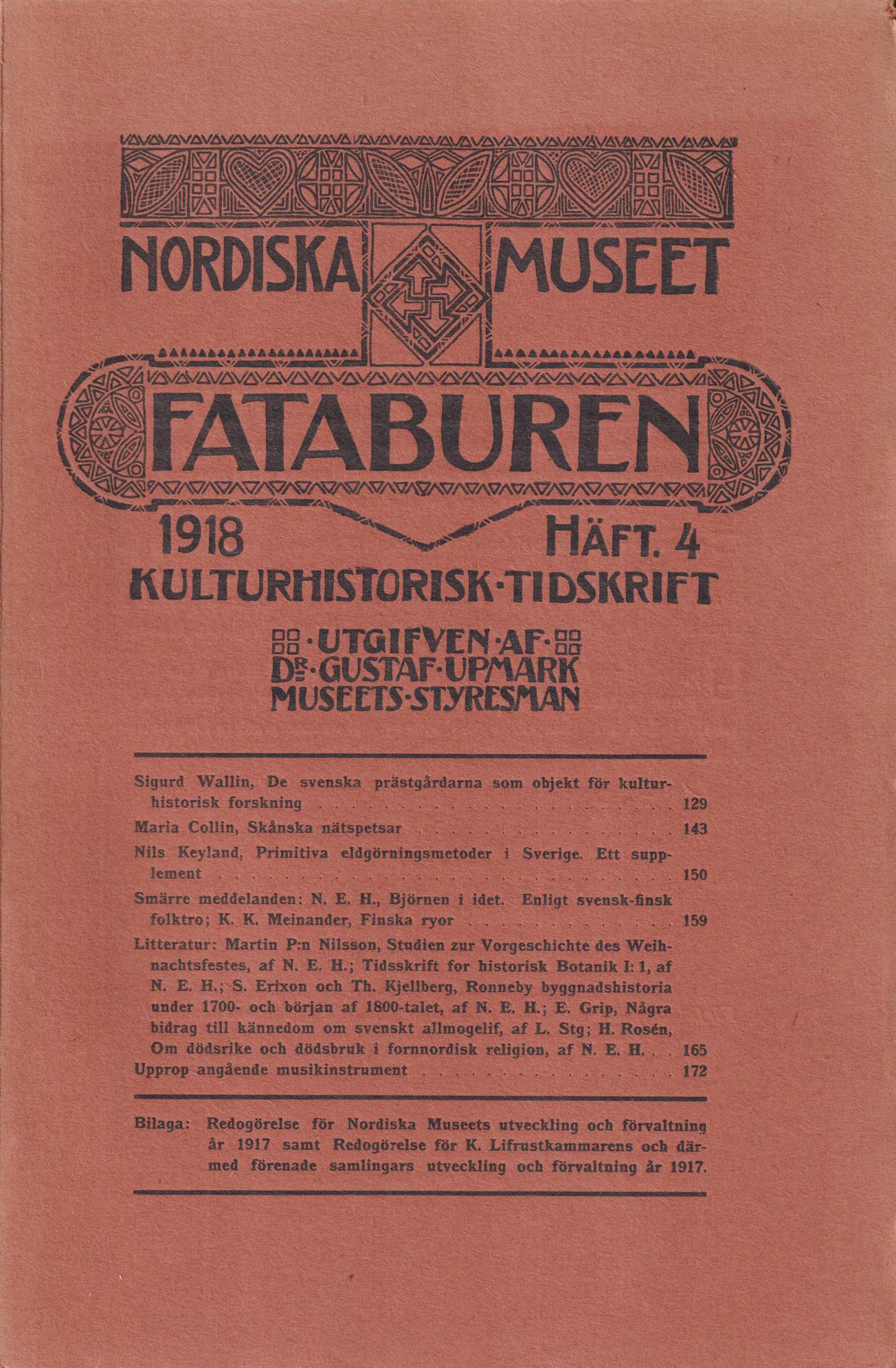 Fataburen. Kulturhistorisk tidskrift. 1918, häfte 4.