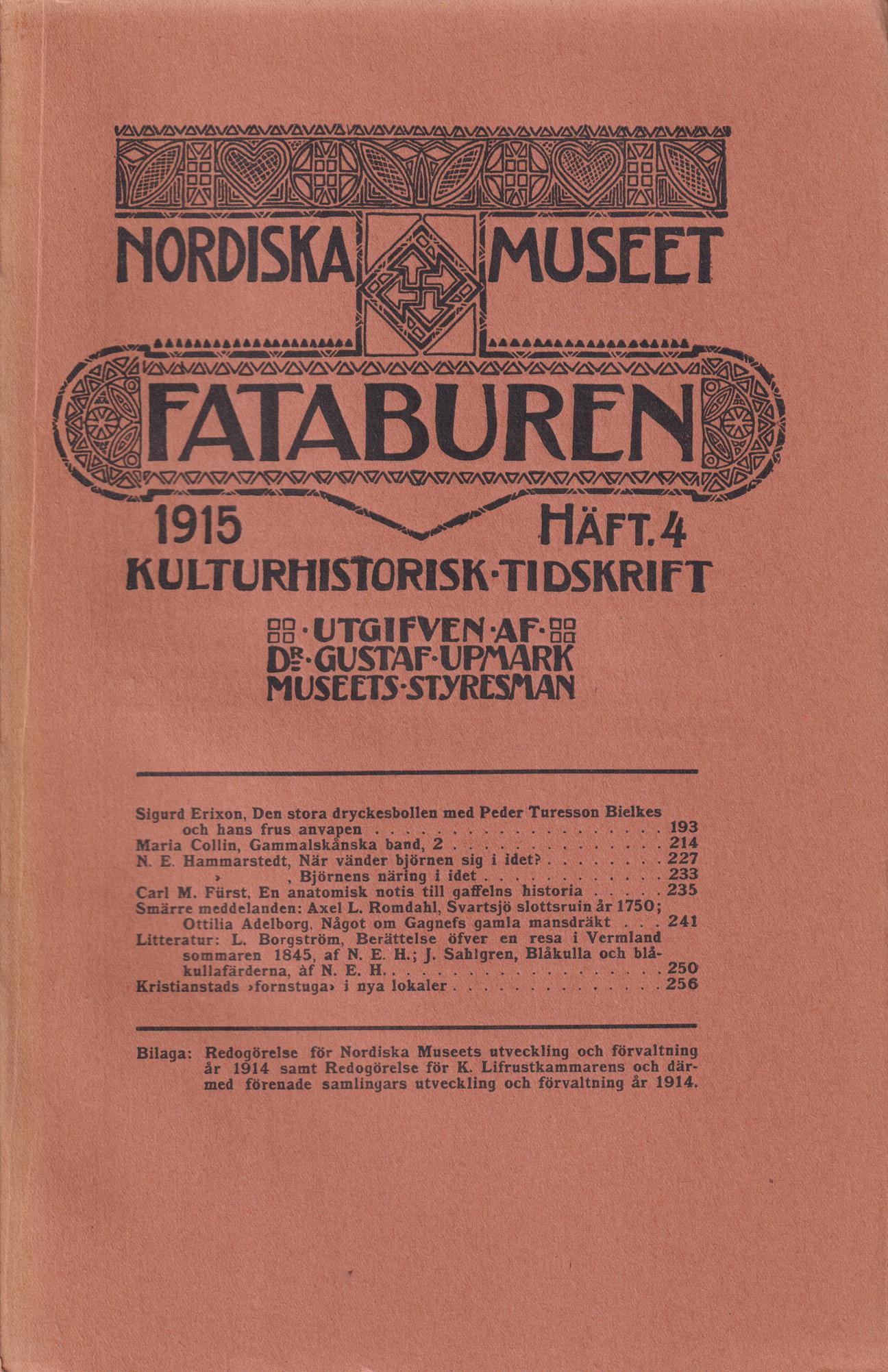 Fataburen. Kulturhistorisk tidskrift. 1915, häfte 4.