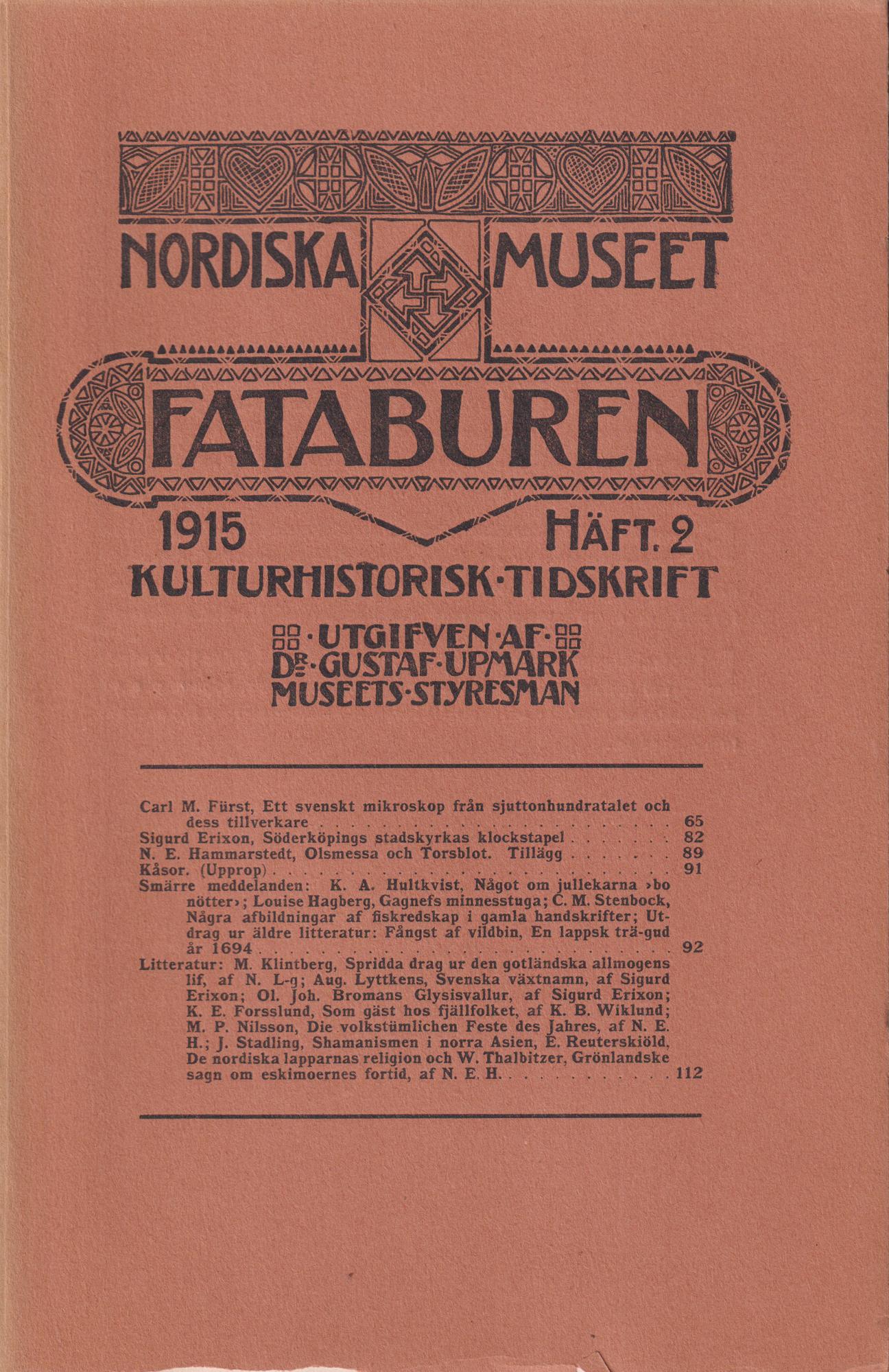Fataburen. Kulturhistorisk tidskrift. 1915, häfte 2.