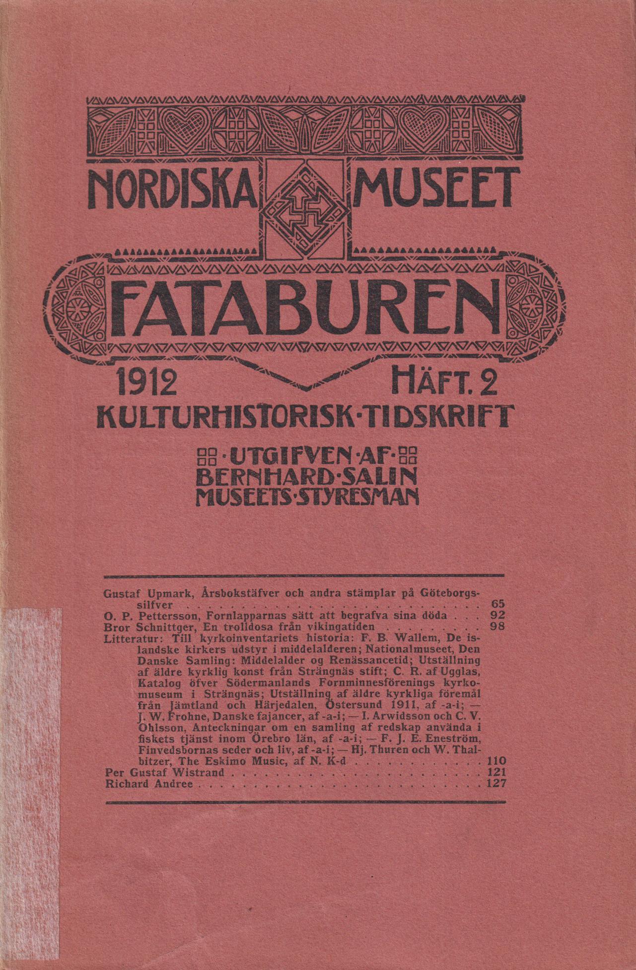 Fataburen. Kulturhistorisk tidskrift. 1912, häfte 2.