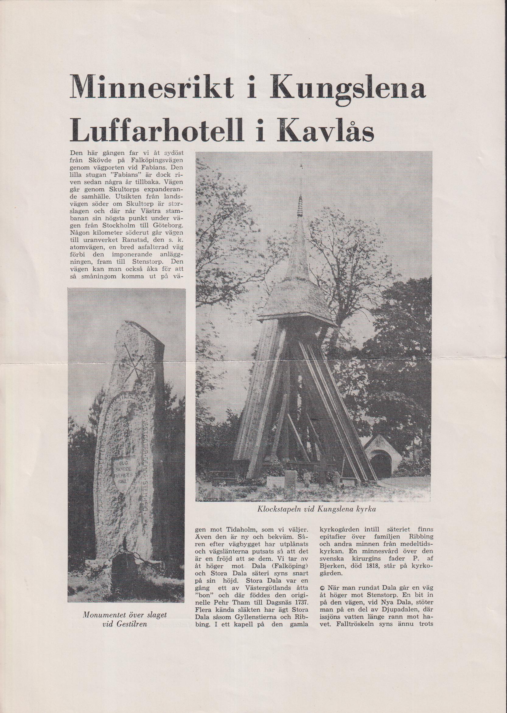 Minnesrikt i Kungslena. Luffarhotell i Kavlås [= rubrik].