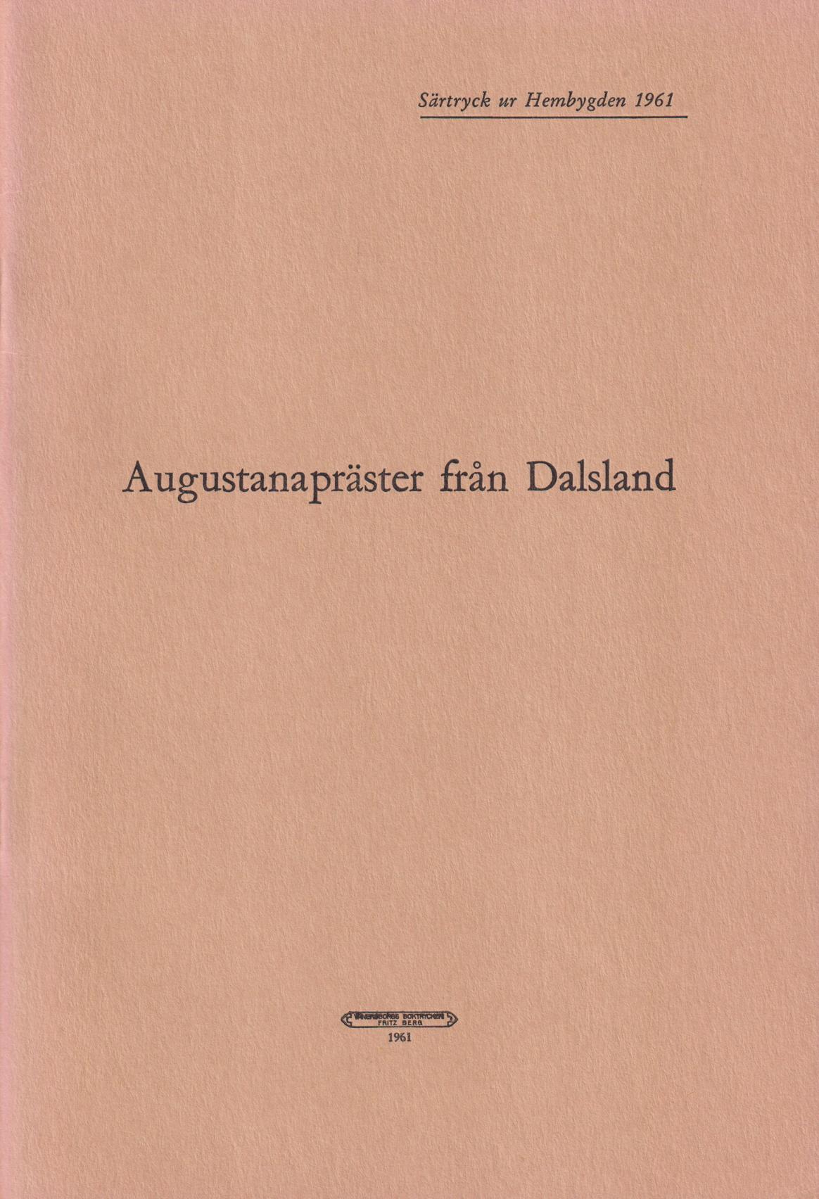 Augustanapräster från Dalsland.