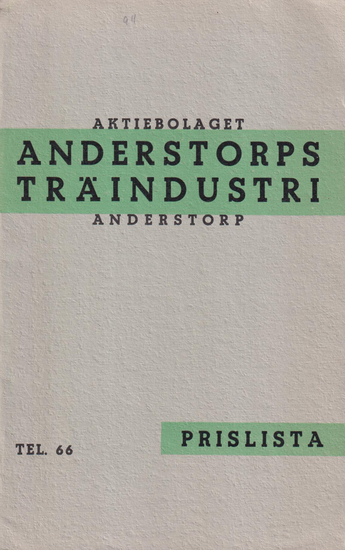 Aktiebolaget Anderstorps Träindustri, Anderstorp. Prislista.