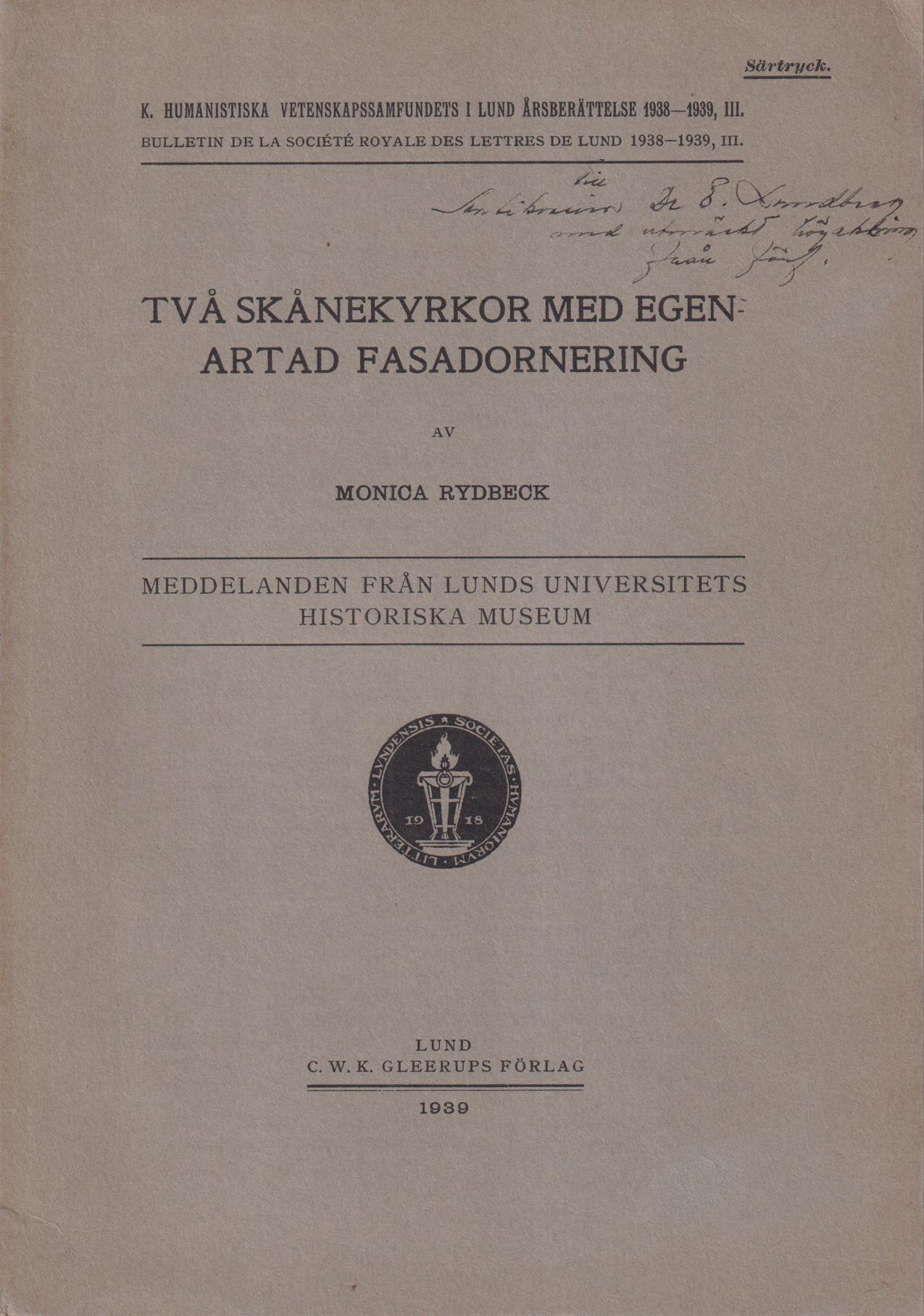 Två Skånekyrkor med egenartad fasadornering [= rubrik]