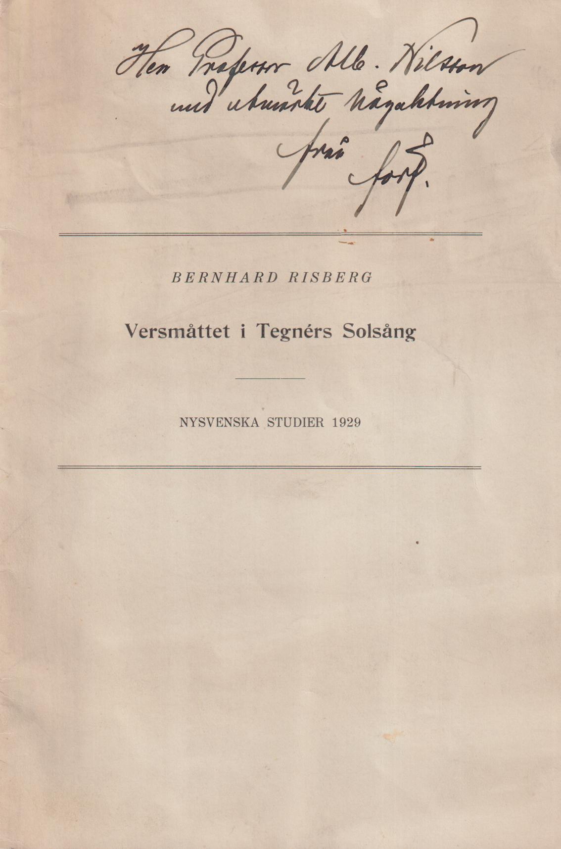 Versmåttet i Tegnérs Solsång [= rubrik].