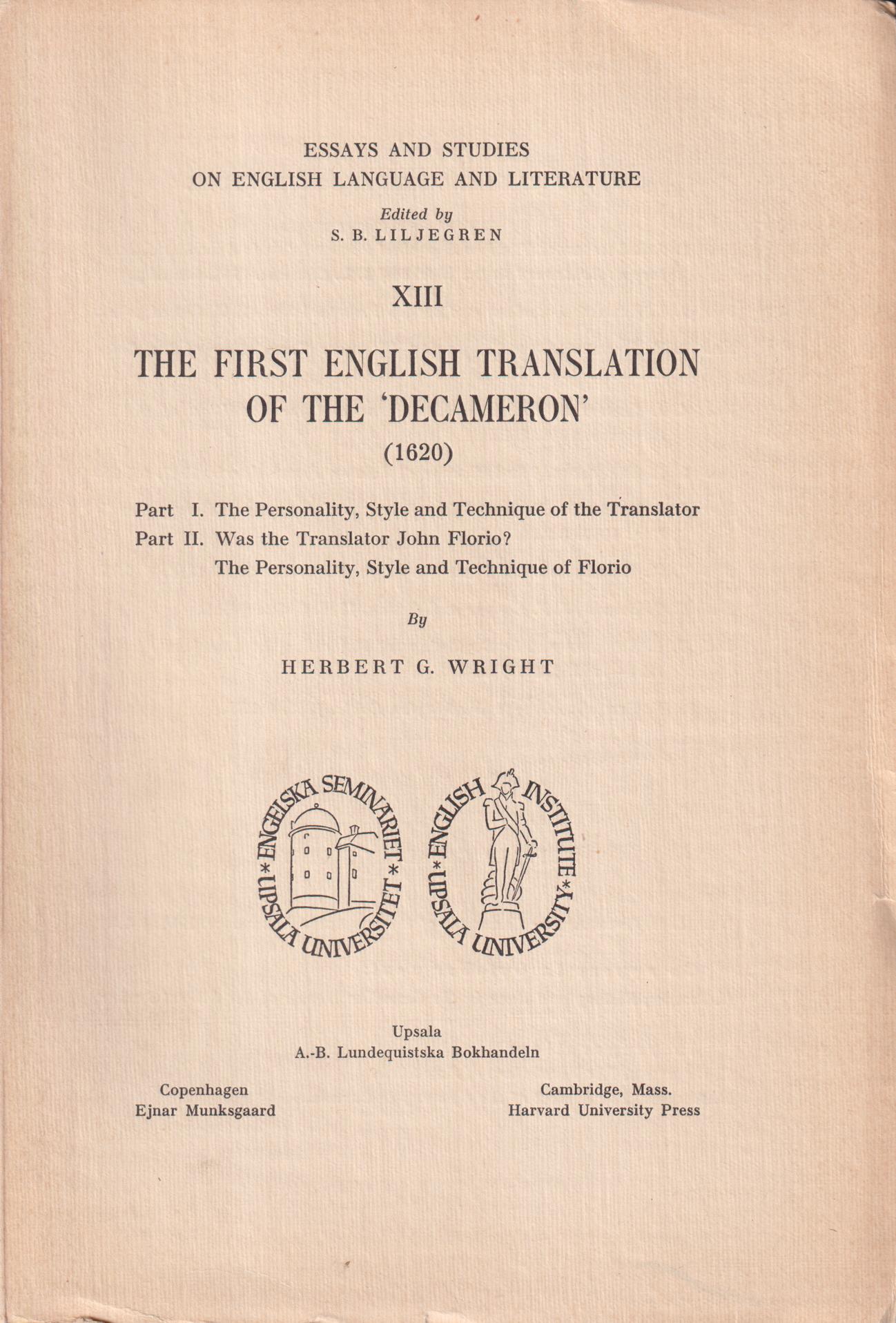 The first English translation of the 'Decameron' (1620).