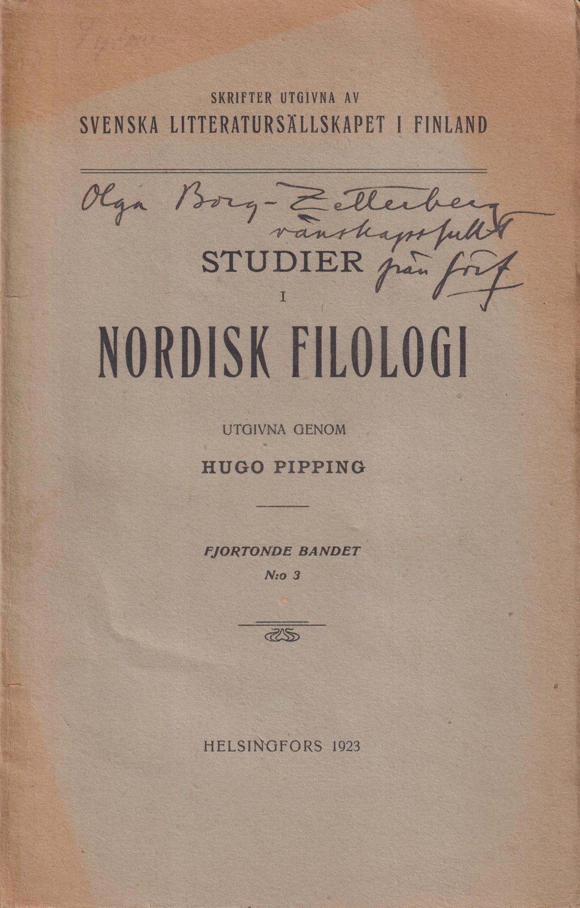 Beowulf och Bjarke. (Föredrag vid Sv. fil.- och hist.-mötet i H:fors 17-19 aug. 1922). Av C.W. von Sydow. [= rubrik].