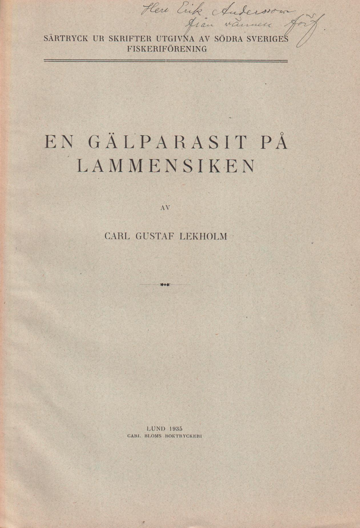En gälparasit på Lammensiken [= rubrik].