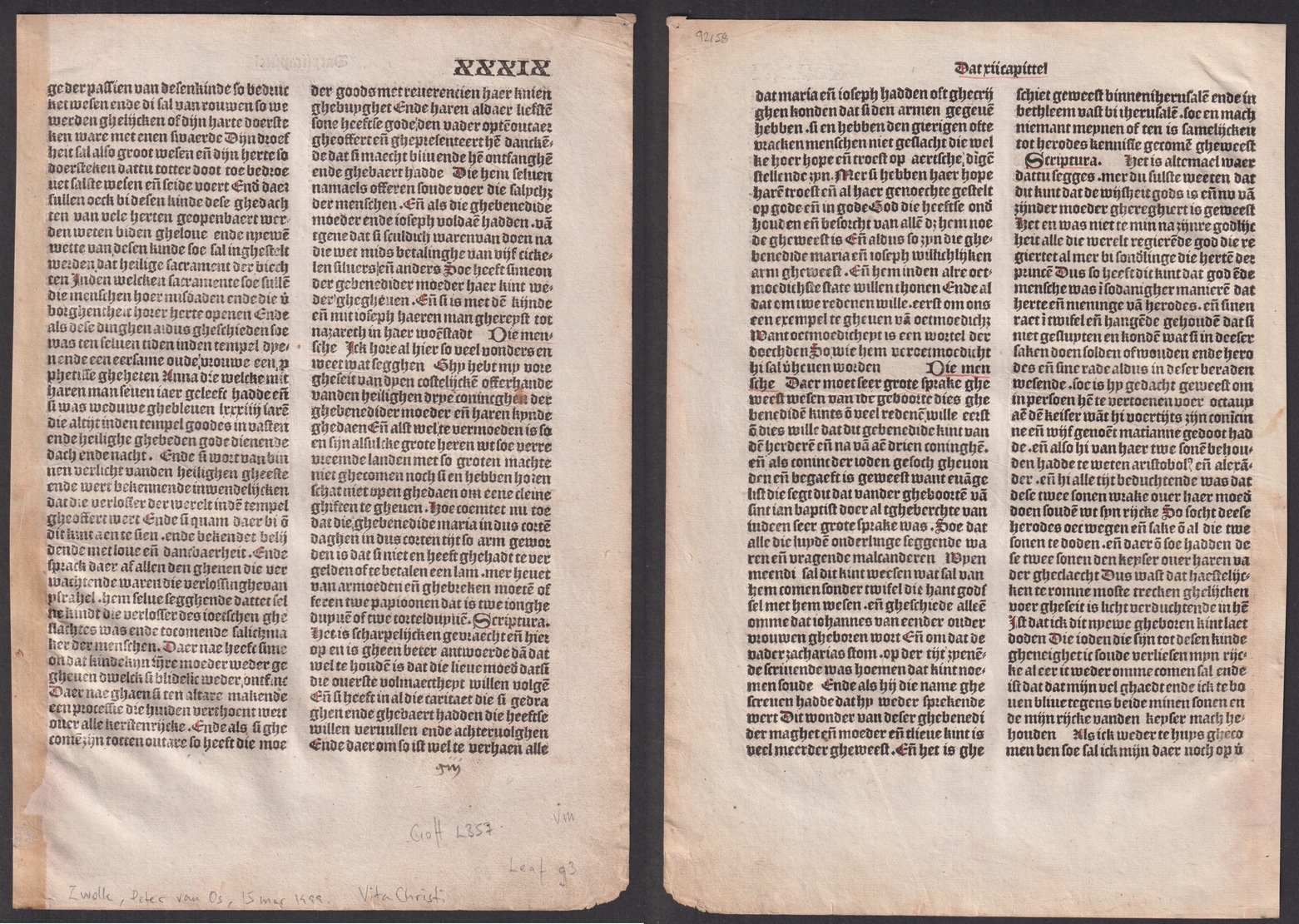 Vita Christi. [Dutch] Tboeck vanden leven Jhesu Christi.