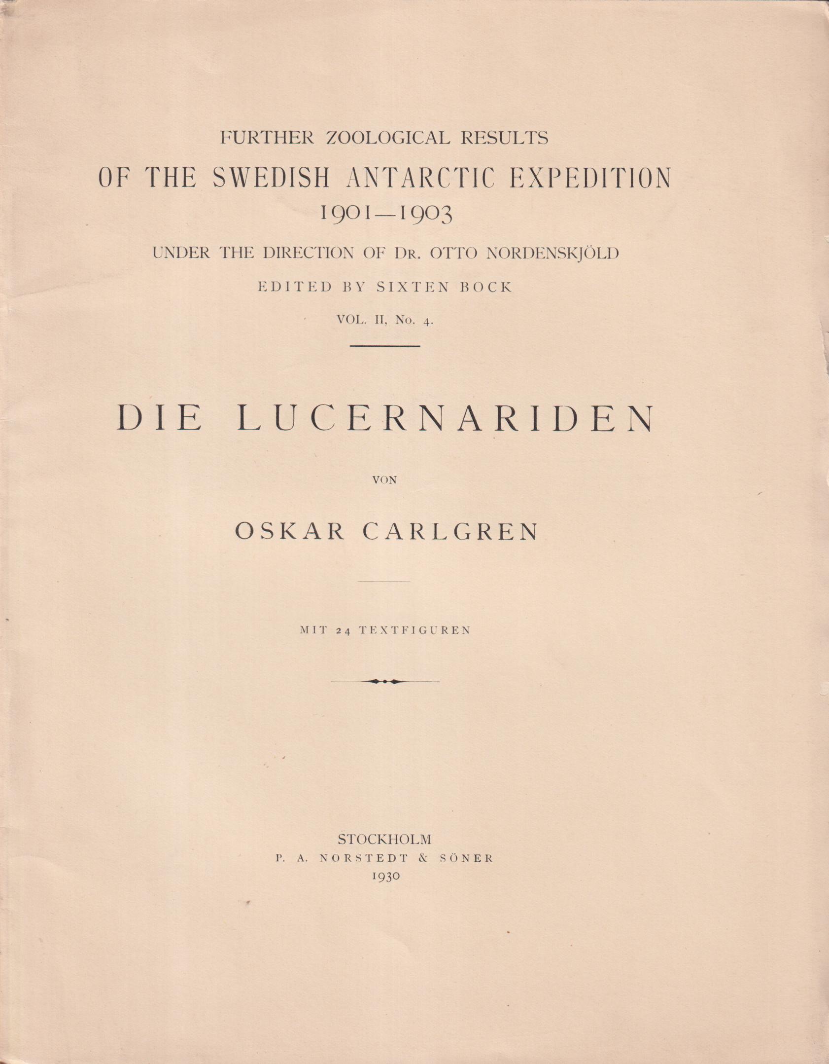 Die Lucernariden von Oskar Carlgren. Mit 24 textfiguren.