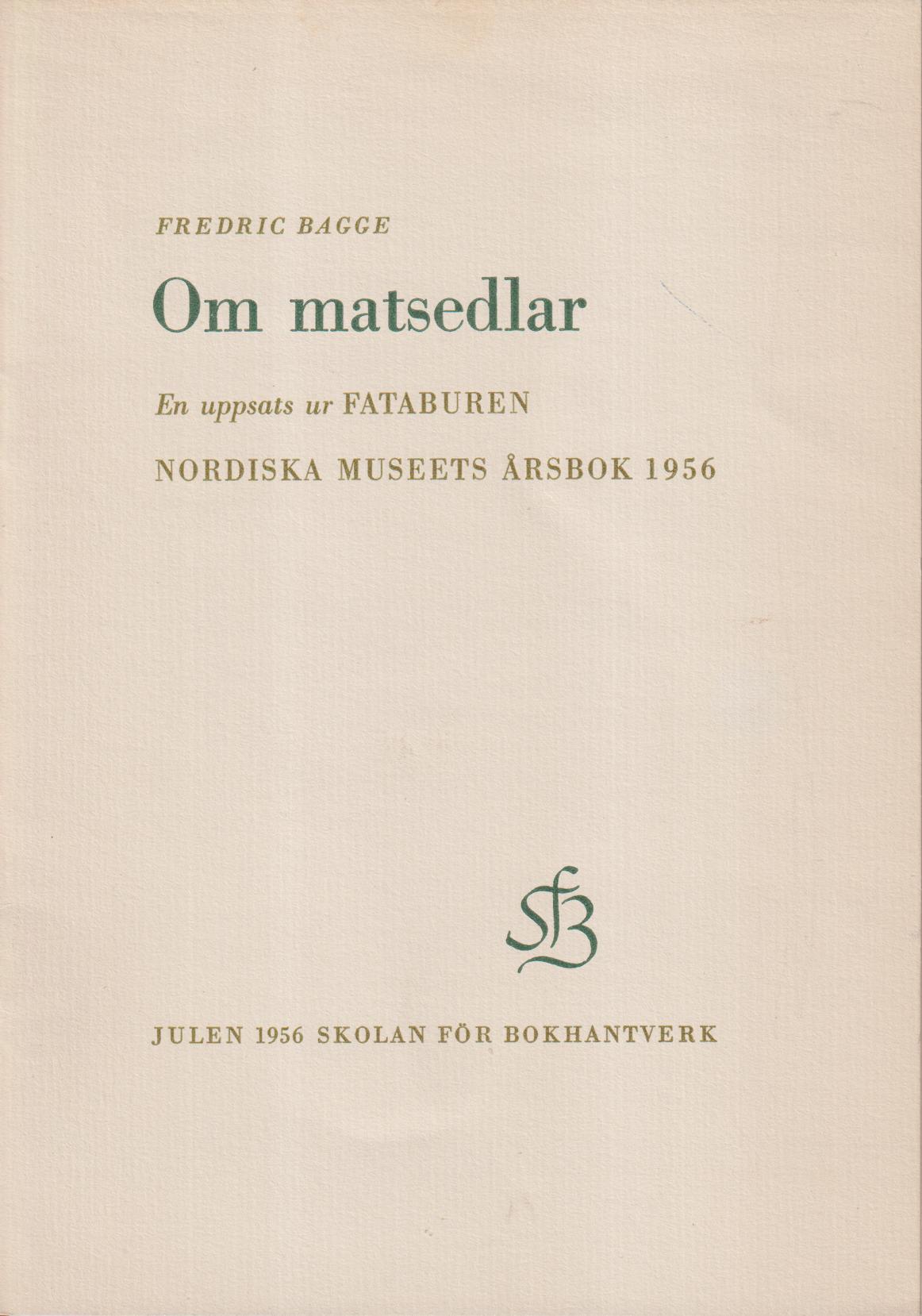 Om matsedlar [= rubrik].