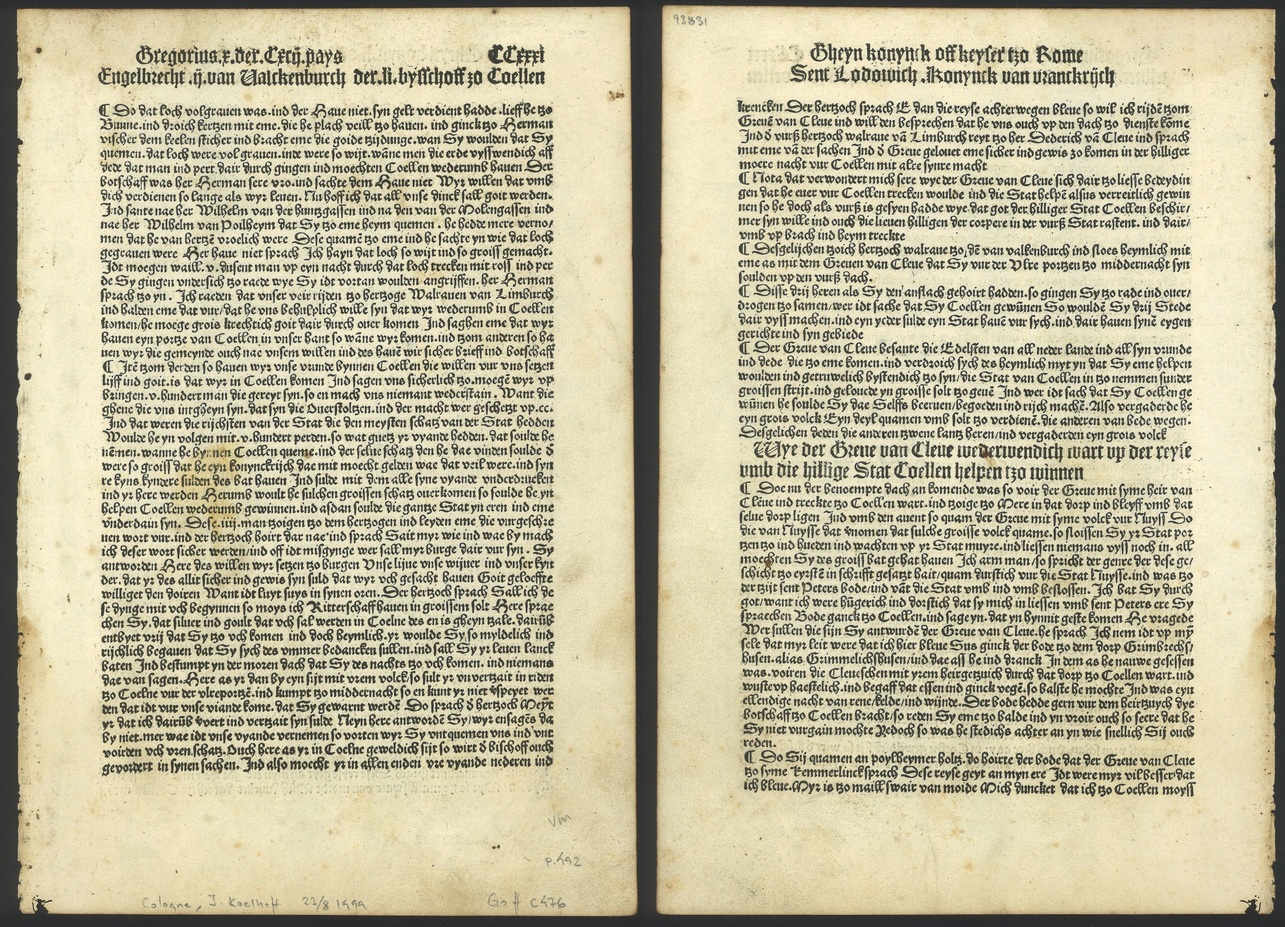Kölnische Chronik [Low German] Die Cronica van der hilliger stat van Coellen.