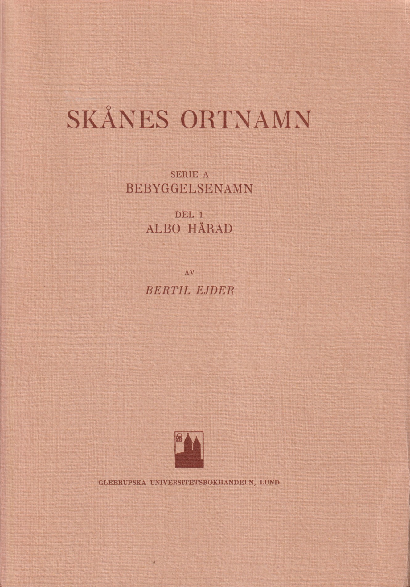 Skånes ortnamn. Serie A. Bebyggelsenamn. Del 1. Albo härad. Utgivna av Sydsvenska Ortnamnssällskapet och Landsmålsarkivet i Lund [gm] Gleerupska universitetsbokhandeln.