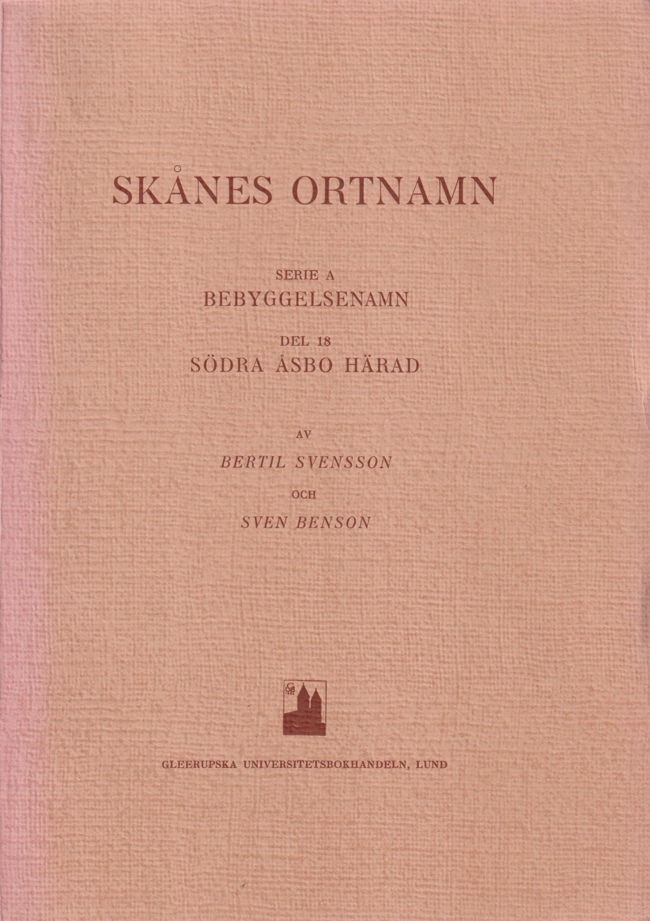 Skånes ortnamn. Serie A. Bebyggelsenamn. Del 18. Södra Åsbo härad. Utgivna av Sydsvenska Ortnamnssällskapet och Landsmålsarkivet i Lund [gm] Gleerupska universitetsbokhandeln.
