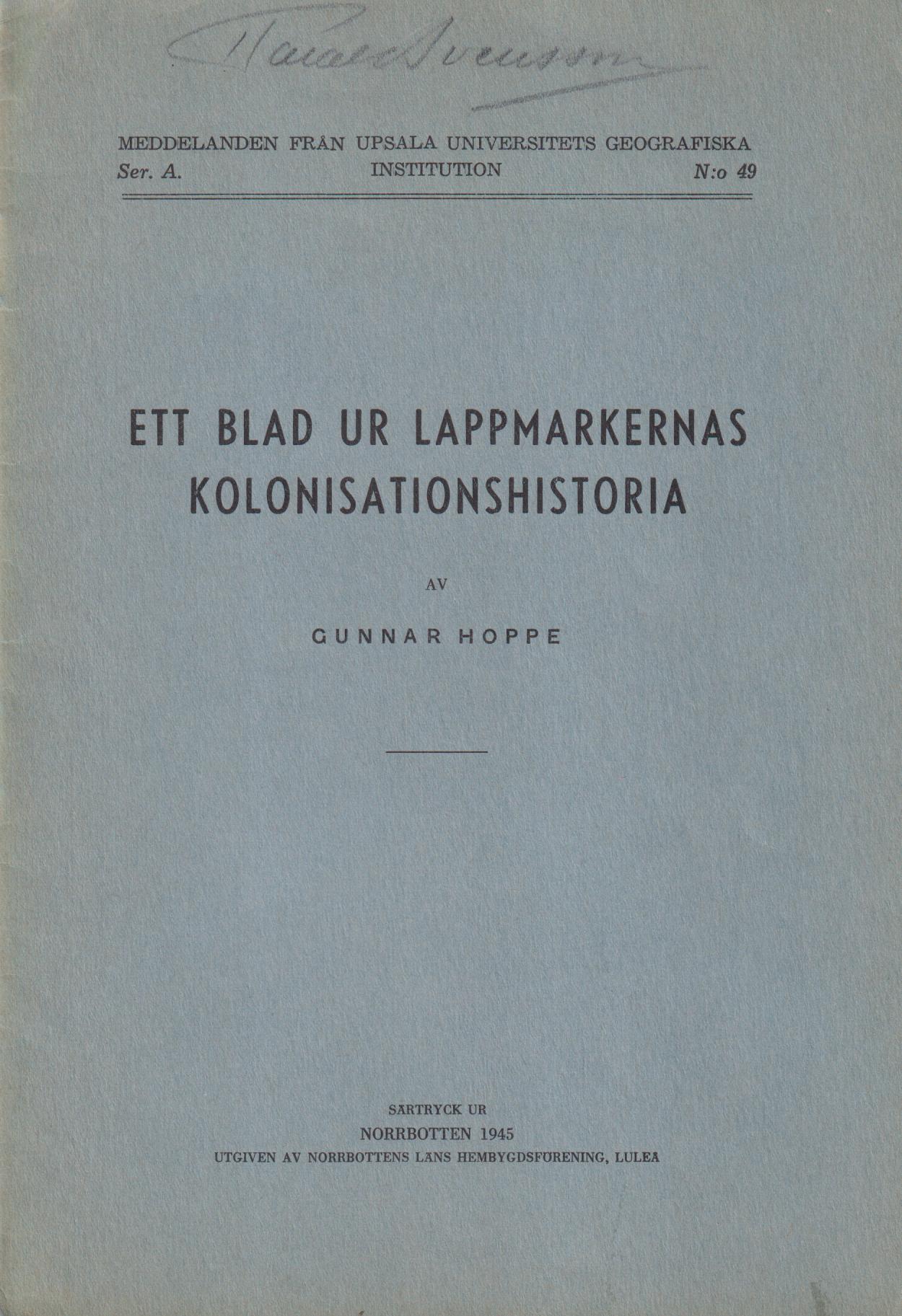 Ett blad ur lappmarkernas kolonisationshistoria.