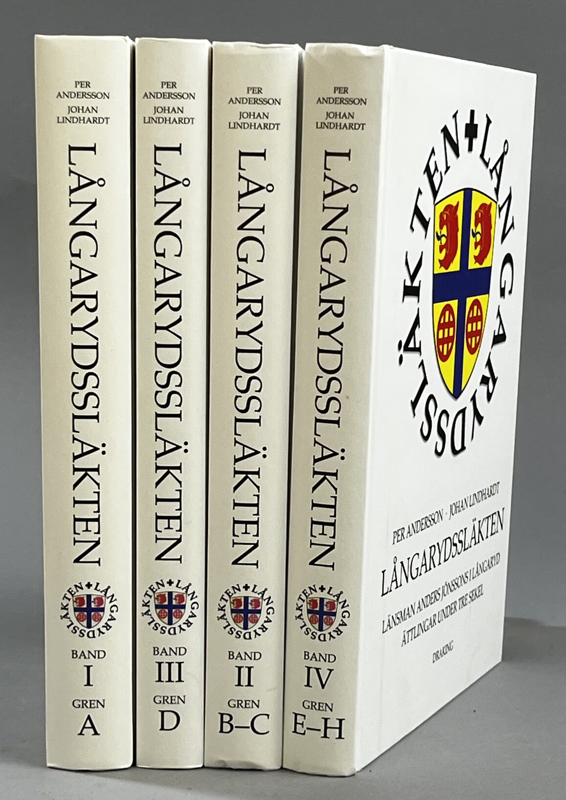 Långarydssläkten. Länsman Anders Jönssons i Långaryd ättlingar under tre sekel. Sjunde utgåvan. Band I. Släktgren A. [... II. Släktgren B-C; ... III. Släktgren D; ... IV. Släktgren E-H]. [Utg. av] Drakings bokförlag.