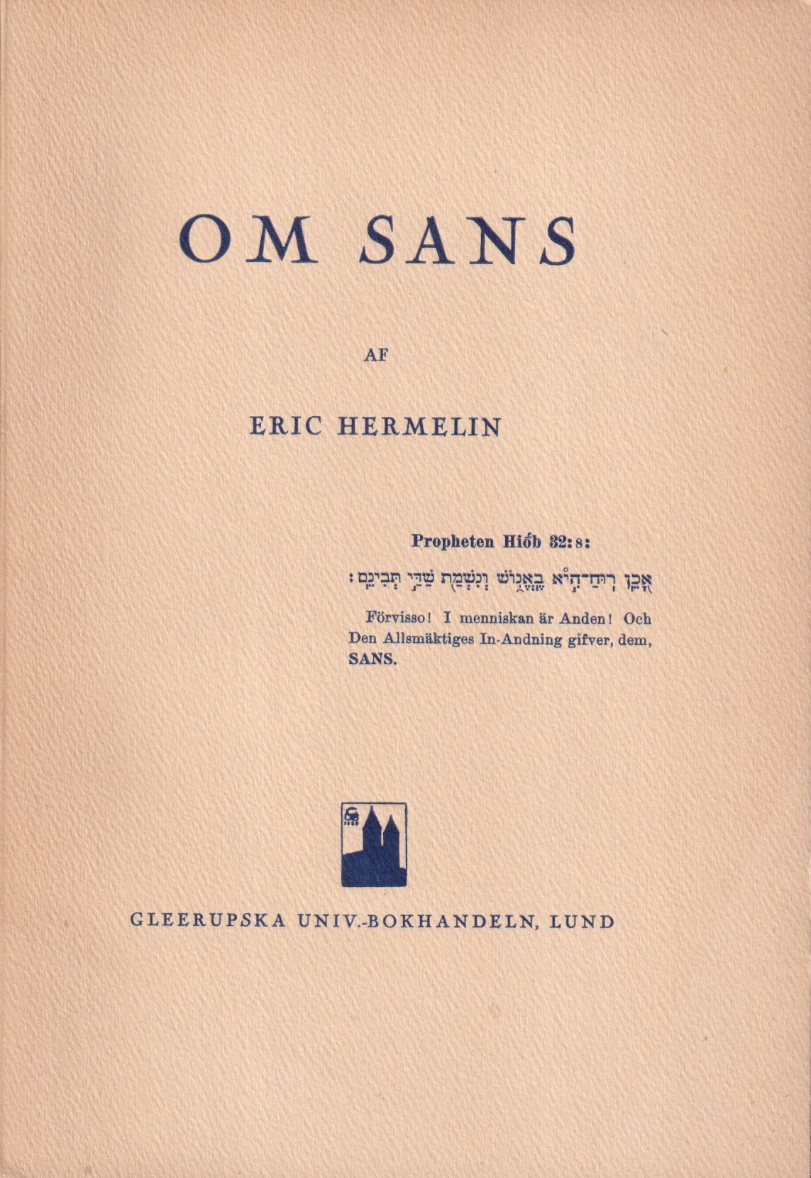 Om sans. [Utg. av] Gleerupska univ.-bokhandeln.
