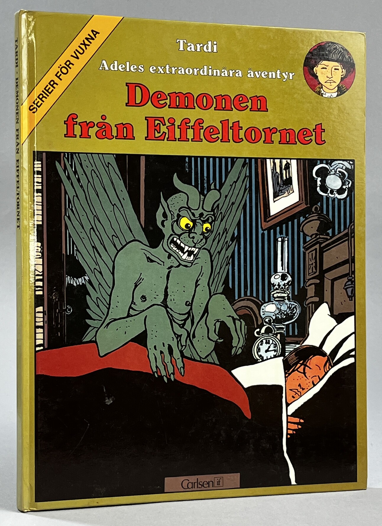 Demonen från Eiffeltornet. Text och teckningar: Jacques Tardi. Färg: Anne Delobel. Svensk text: Dagny Dahlberg. Serier för vuxna. [Utg. av] Carlsen/if.