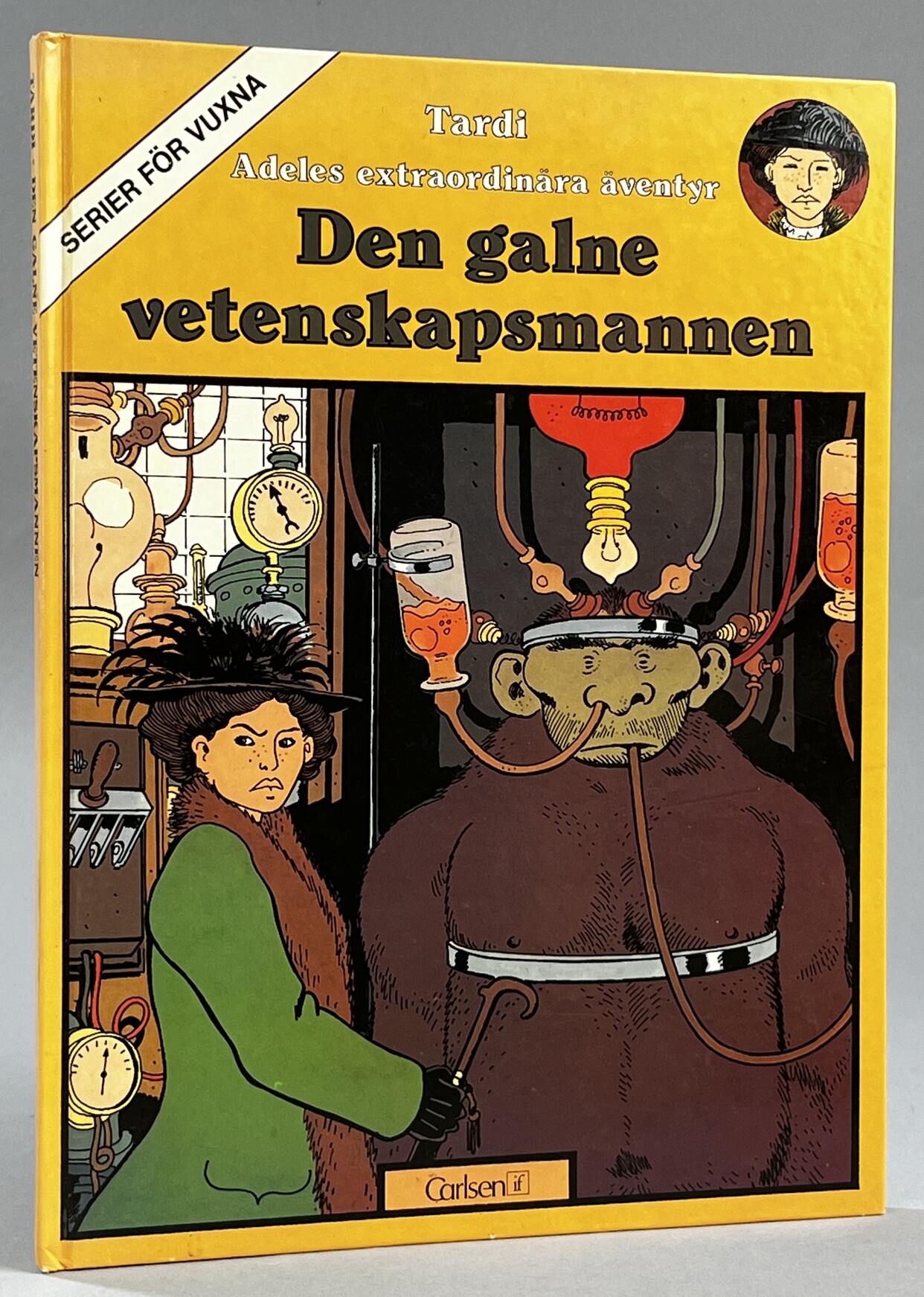 Den galne vetenskapsmannen. Text och teckningar: Jacques Tardi. Färg: Anne Delobel. Svensk text: Dagny Dahlberg. Serier för vuxna. [Utg. av] Carlsen/if.