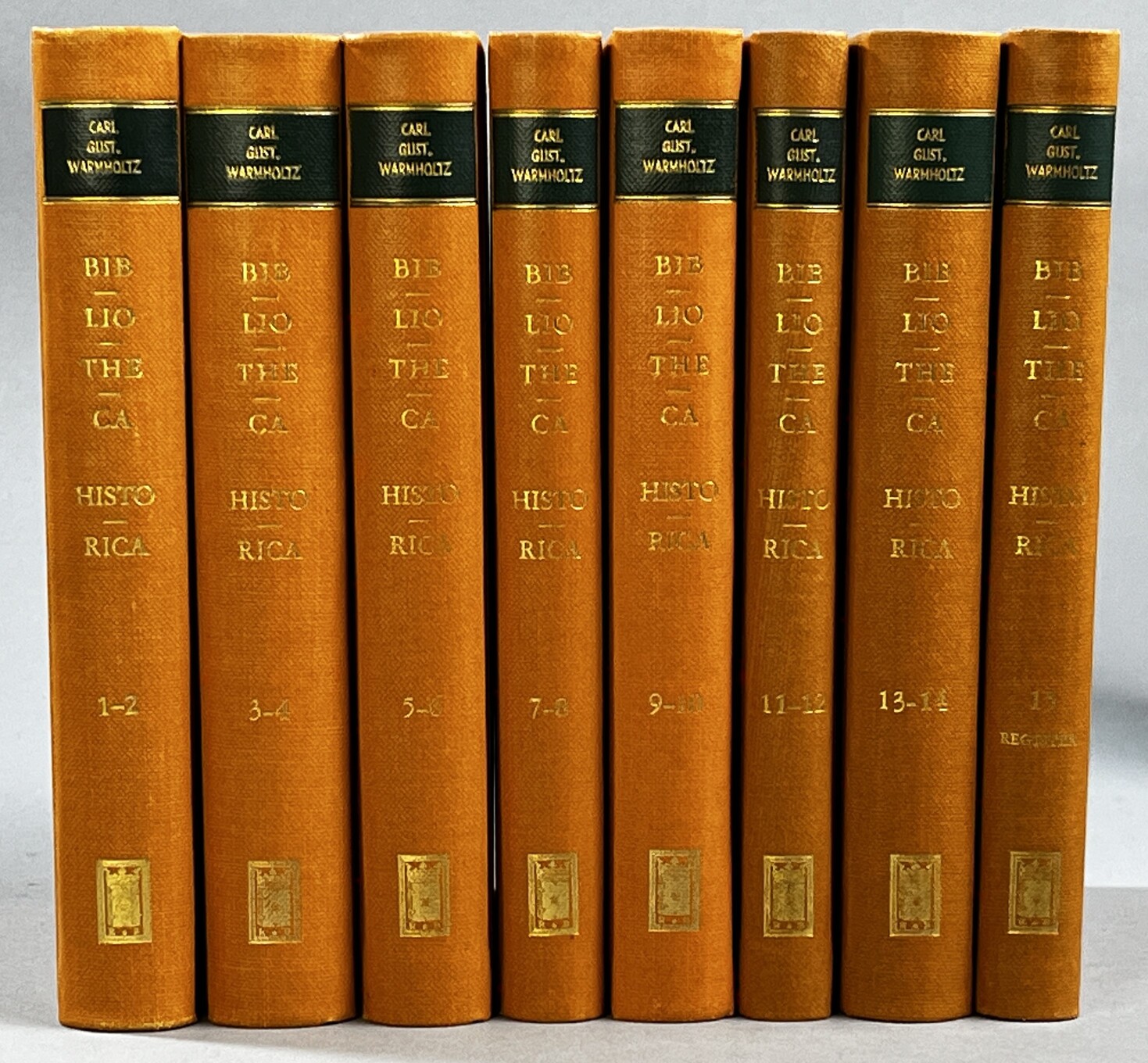 Bibliotheca historica Sueo-Gothica; eller förtekning uppå så väl trykte, som handskrifne böcker, tractater och skrifter, hvilka handla om svenska historien, eller därutinnan kunna gifva ljus; med critiska och historiska anmärkningar. I-XV + register.