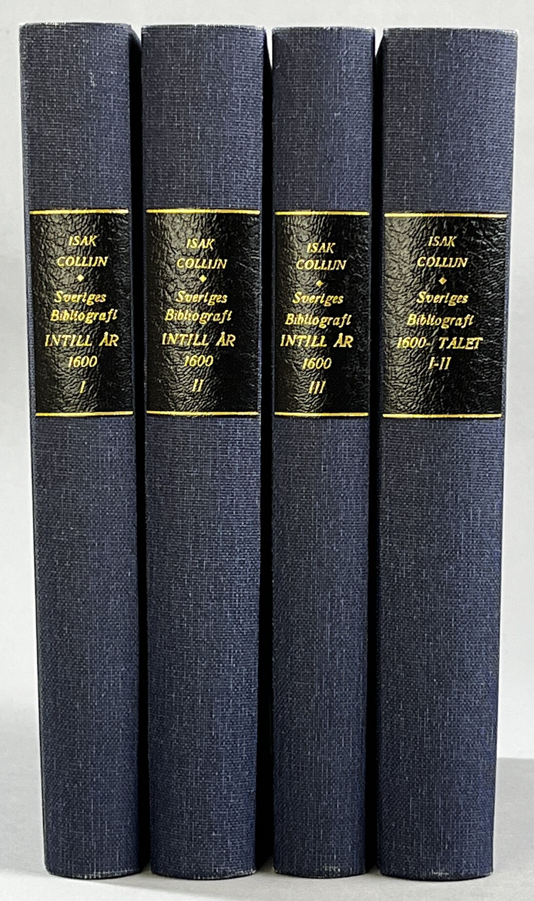 Sveriges bibliografi intill år 1600. I-III + Sveriges bibliografi 1600-talet. I-II. [Utg. av] Svenska Litteratursällskapet.