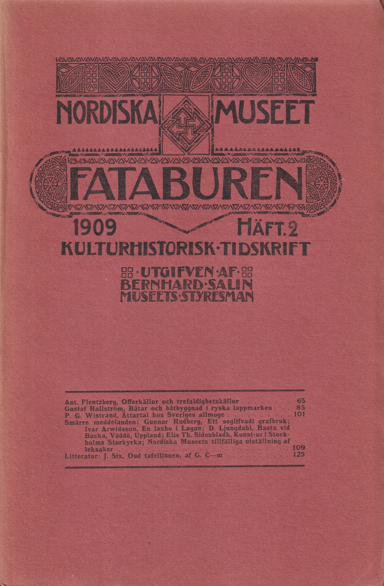 Fataburen. Kulturhistorisk tidskrift. 1909, häfte 2.